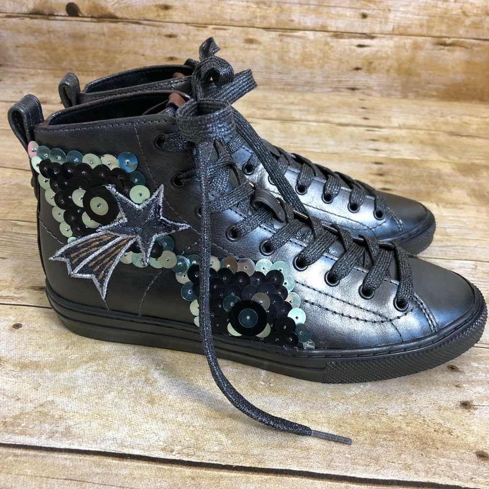 Coach C216 Sequin Star High Top Sneakers - Picture 4 of 9